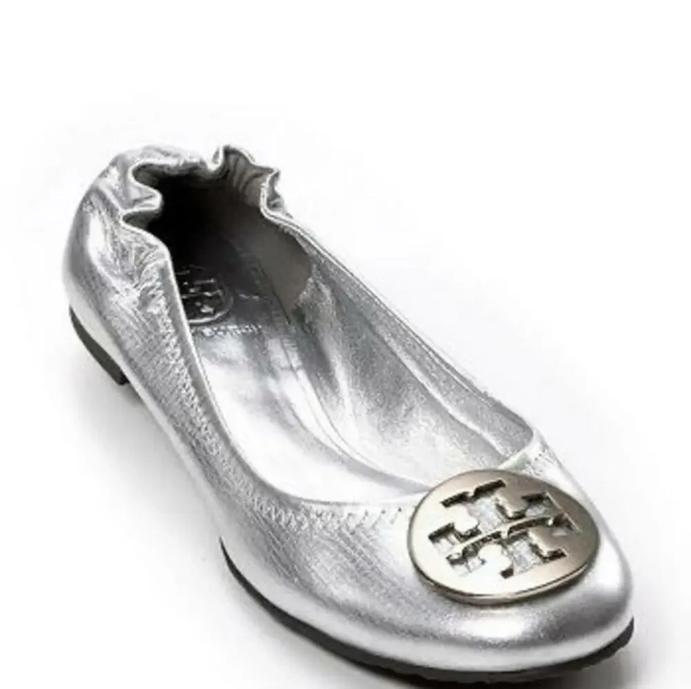 Tory Burch Silver Reva Flats